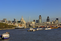 St. Paul's Cathedral & The City from Waterloo Bridge, London, England.