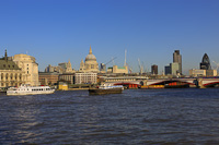 St. Paul's Cathedral & The City from South Bank, London, England.
