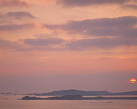 Sunset over Scilly Isles, England.
