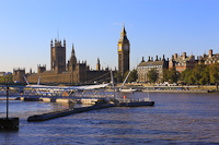 The Houses of Parliament &  River Thames, London, England.