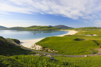 Vatersay Bay & Sandray, Vatersay Island, Outer Hebrides, Scotland.