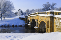 Queen Mary's Bower Bridge, Chatsworth, Peak District, Derbyshire, England.