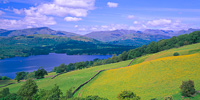Windermere, Wetherlam & The Langdales from Low Skelghyll, Cumbria, England.