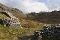 Hardknott Pass from Hardknott Roman Fort, Cumbria, England.