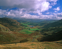 Little Langdale from Wrynose Pass, Cumbria, England.