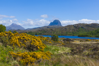 Loch Druim Suardalain, Suilven & Canisp, Lochinver, Sutherland, Highland, Scotland.