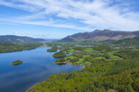 Derwent Water, Keswick & Skiddaw from Falcon Crags, Cumbria, England.