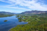 Derwent Water, Keswick & Skiddaw from Falcon Crags, Cumbria, England.