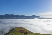 Early morning mist inversion, Skiddaw & Blencathra from Cat Bells, Cumbria, England.