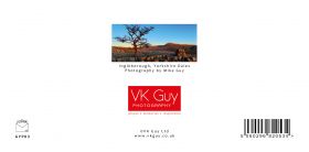 Reverse side of blank greeting card, Ingleborough Yorkshire Dales, showing image title and photographer: Mike Guy