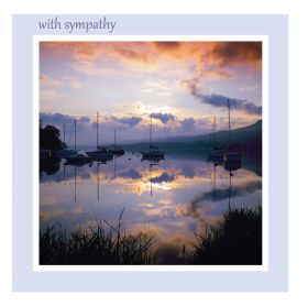 Sympathy card - First Light - wording on the front reads 'with sympathy'. Message inside reads: 'thinking of you at this very sad time'.