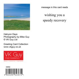 Reverse of greeting card showing inside message, image title and photogrpaher: Mike Guy