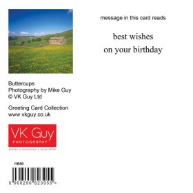 Reverse of Birthday Card showing inside message, image title and photographer: Mike Guy