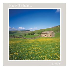 Birthday Card - Buttercups - message inside reads: best wishes on your birthday