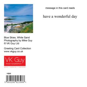 Reverse of Birthday Card showing inside message, image title and photogrpaher: Mike Guy
