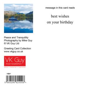 Reverse of Birthday Card showing inside message, image title and photographer: Mike Guy